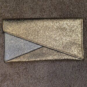 Estée Lauder Clutch Evening Bag Gold Silver Magnet Closure